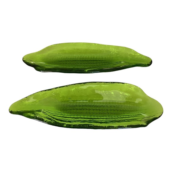 Indiana Glass Pair Of Corn On The Cob Holders Green Vintage EUC - Picture 8 of 10